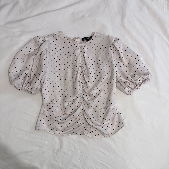 J. Crew Cream Polka Dot Puff Sleeve Blouse - Picture 9 of 9